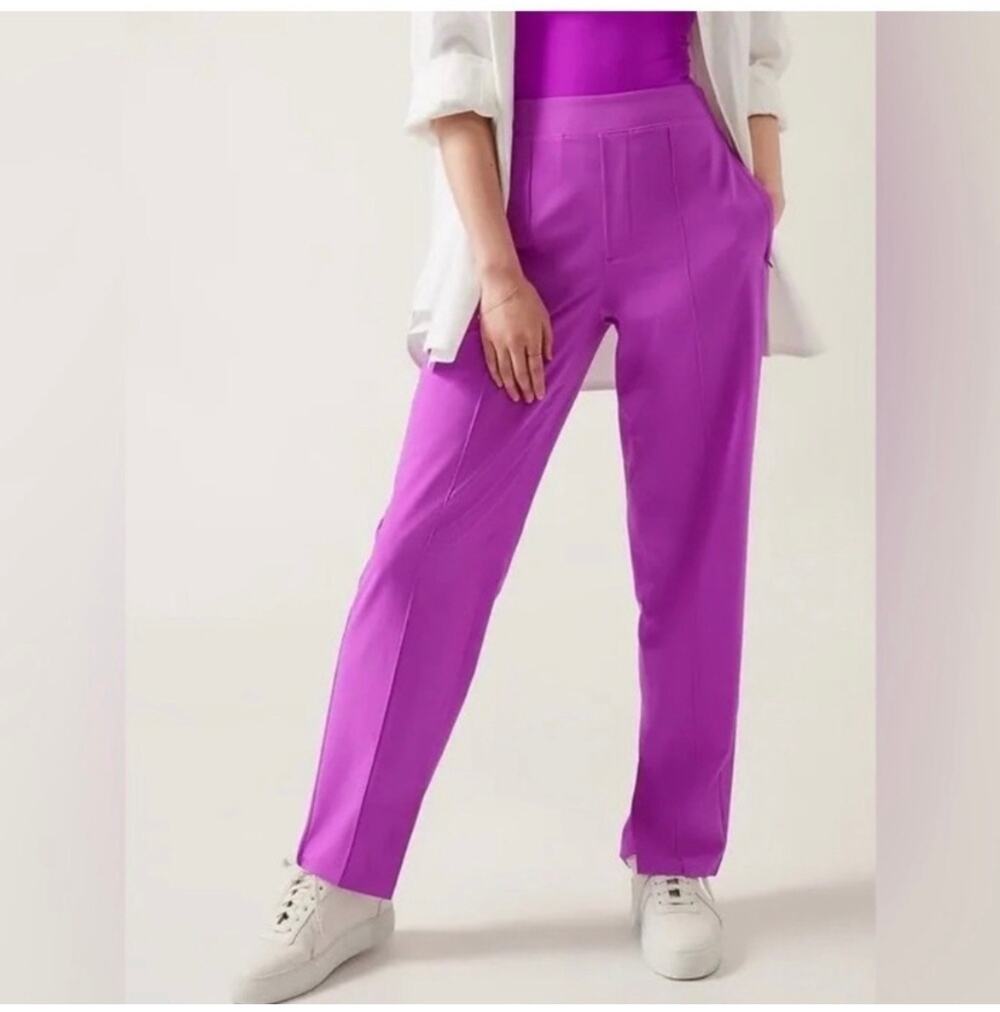 Athleta Pants Womens 12 Purple Vienna Slim Pull On Casual Commute Bright Teacher